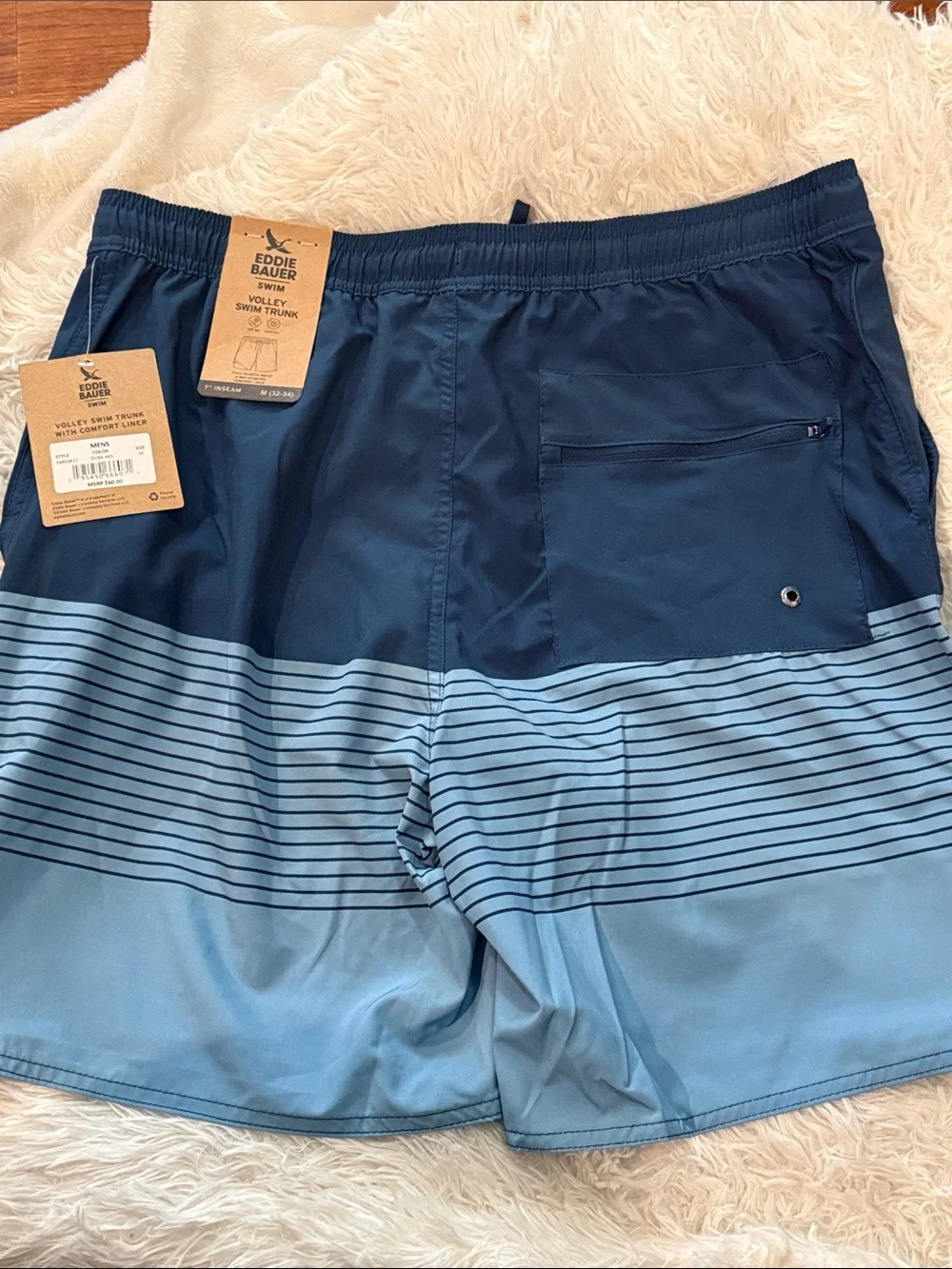 Eddie Bauer Two-Tone Navy and Light Blue Swim Shorts